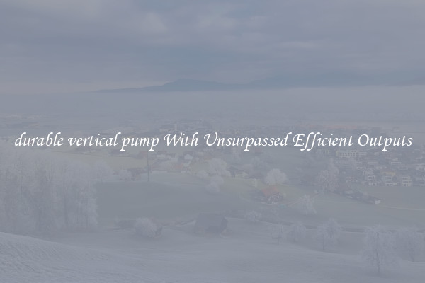 durable vertical pump With Unsurpassed Efficient Outputs